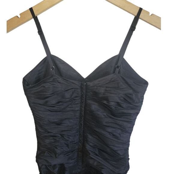 NWT BCBGMAXAZRIA Black Silk Taffeta  Mini Bubble Dress 80s Carrie Bradshaw 2 - Picture 6 of 14